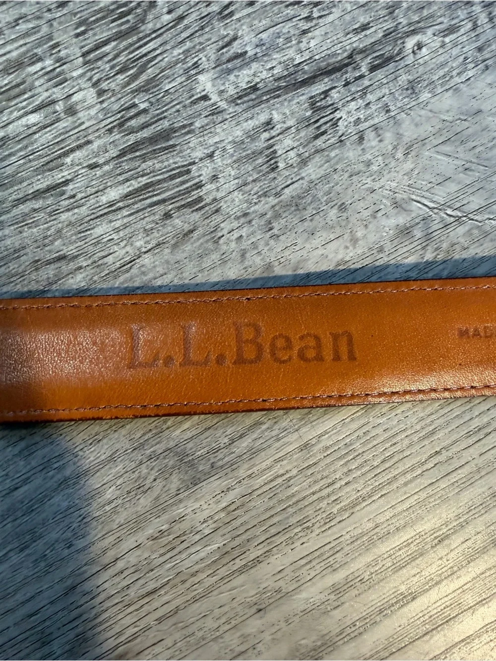 L.L. Bean Vintage Men's Burgundy Leather Belt with Gold Buckle